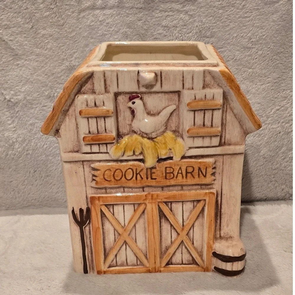 Vintage Treasure Craft Ceramic Cookie Barn Jar Base Only Chicken Rustic Decor